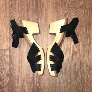 TOMS - Beatrix Clog Sandals Black Leather